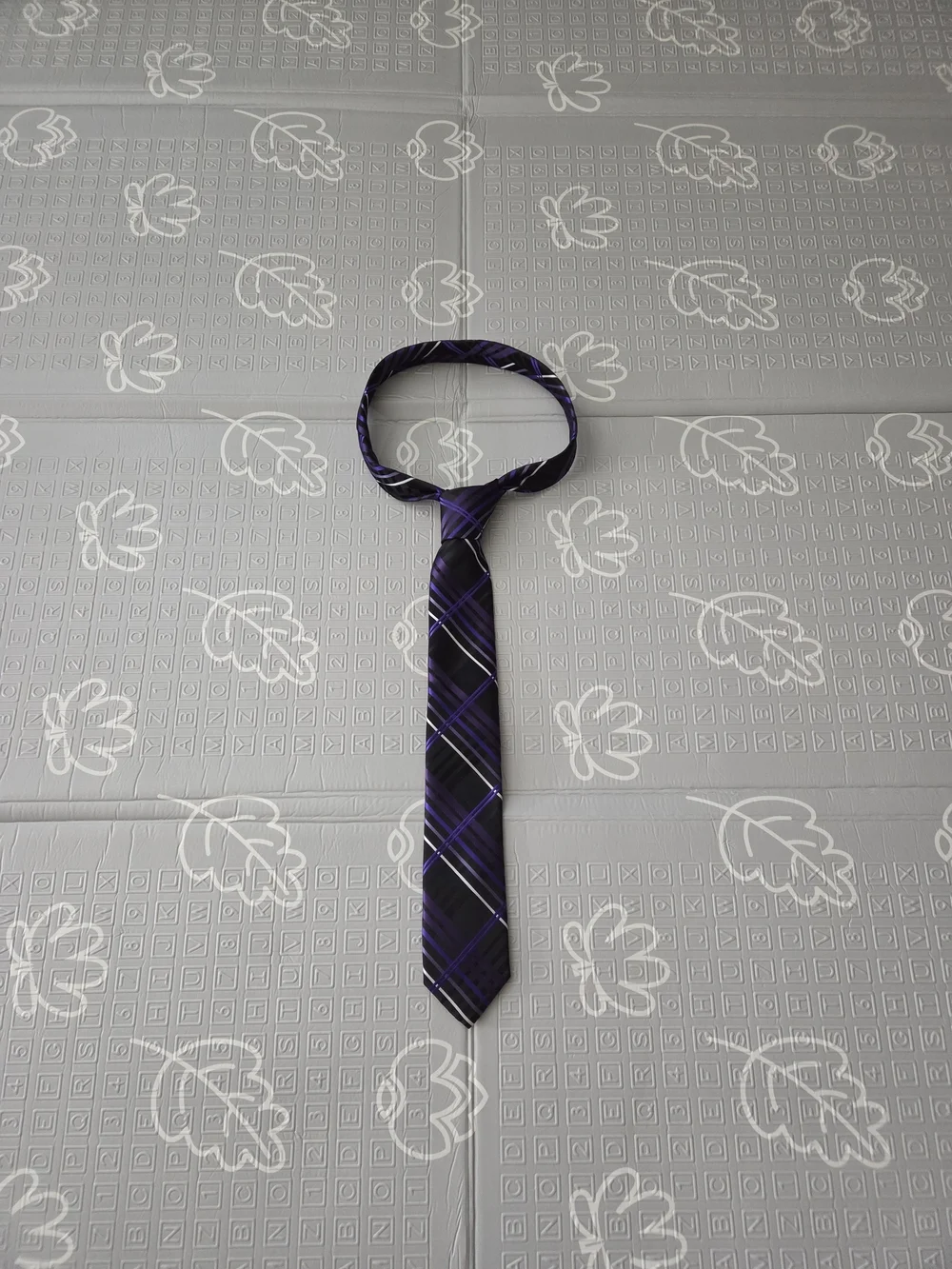 J. Ferrar Mens Purple White Striped Tie